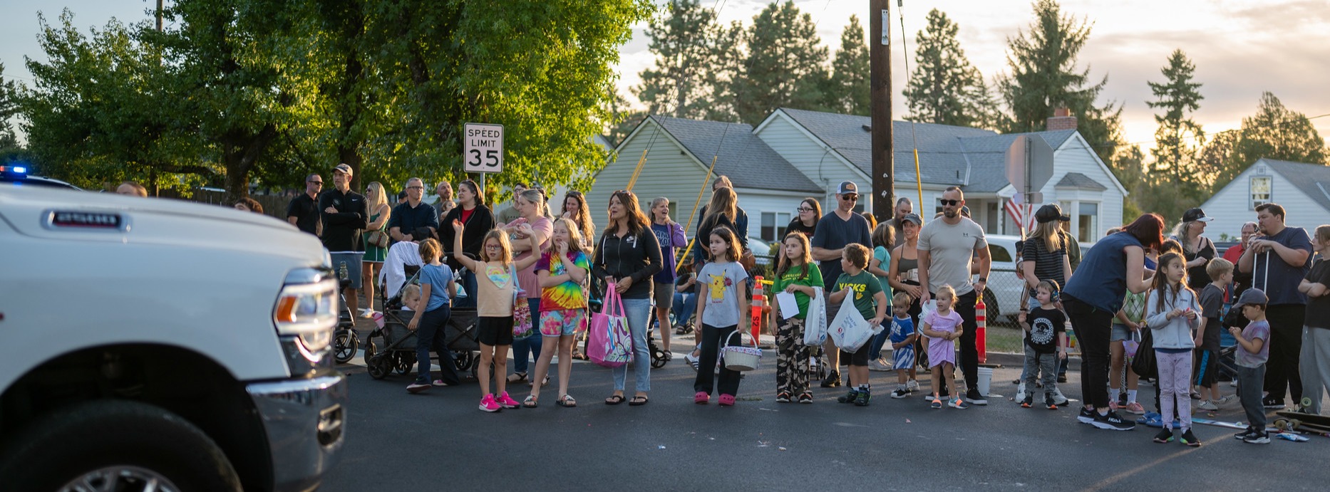 Kids walking in the parade