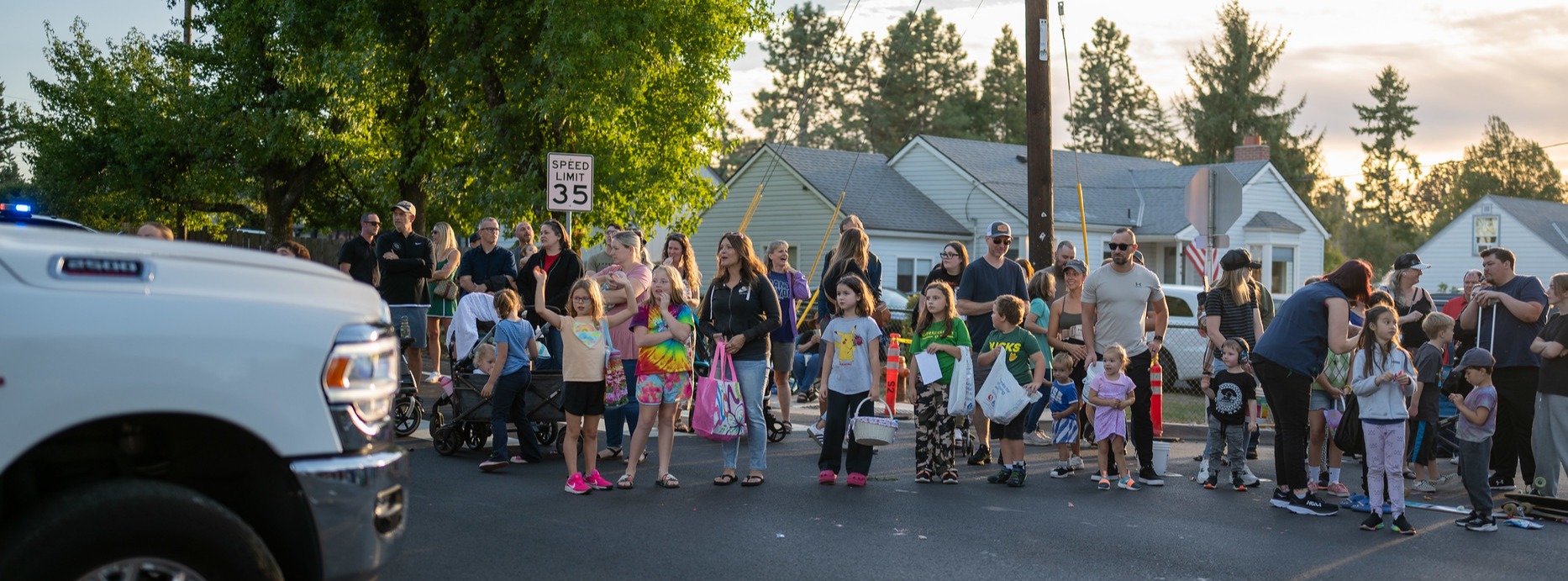 Kids walking in the parade