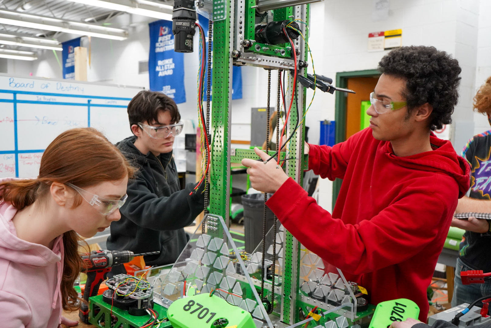 Robotics team assembling device.