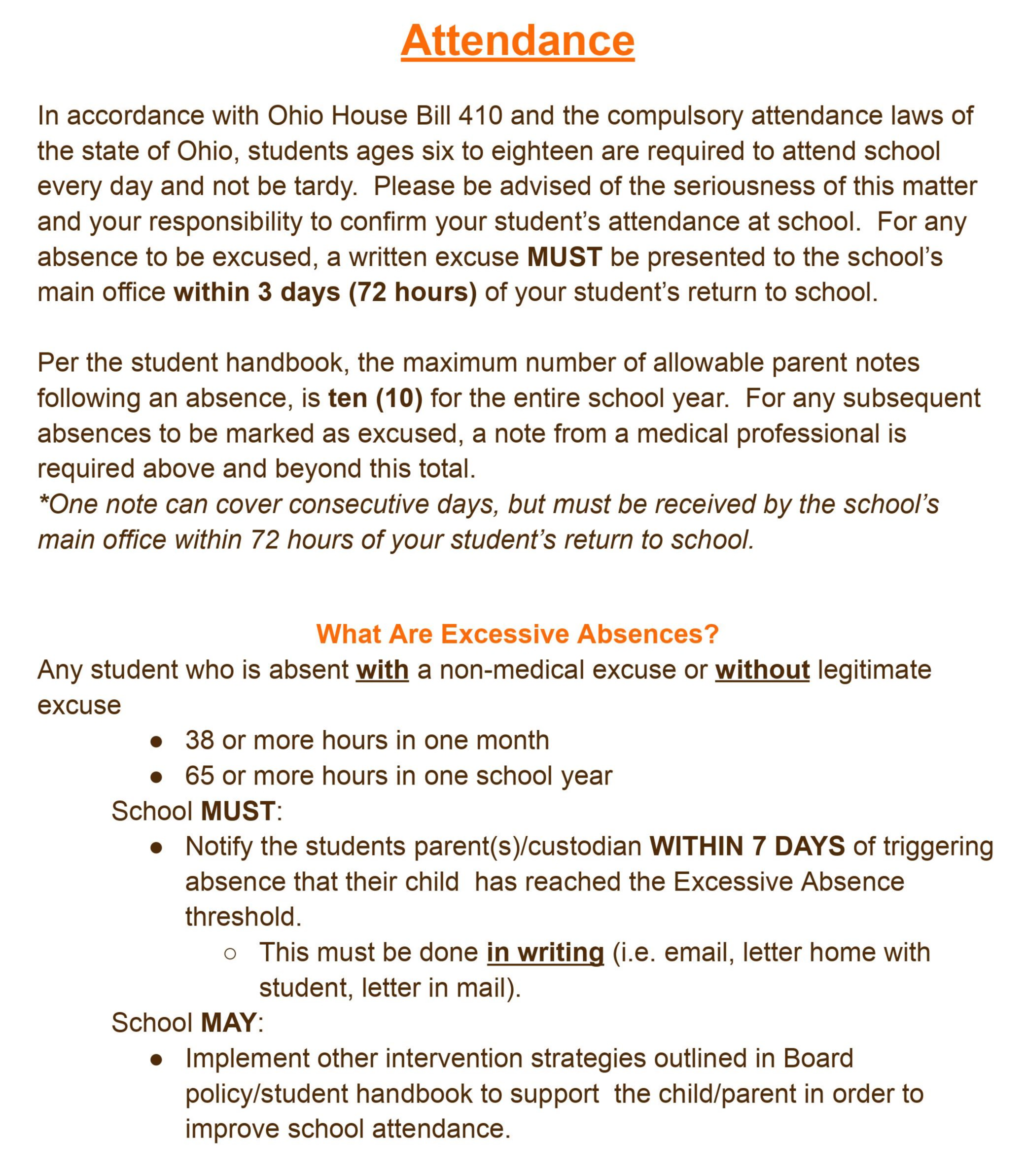 attendance information