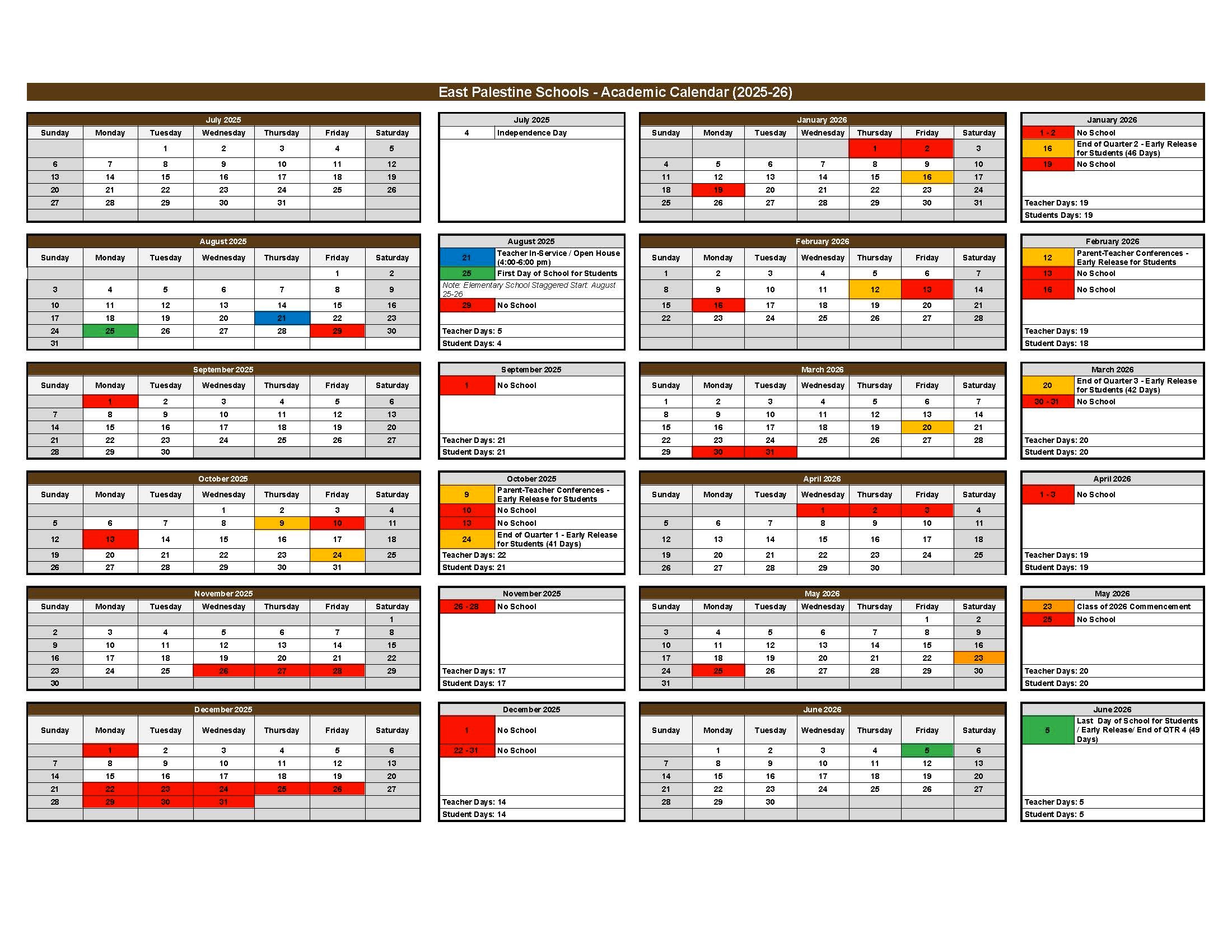 2025-2026 Academic Calendar