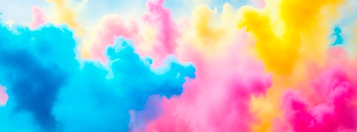 color run with dust of color in the air