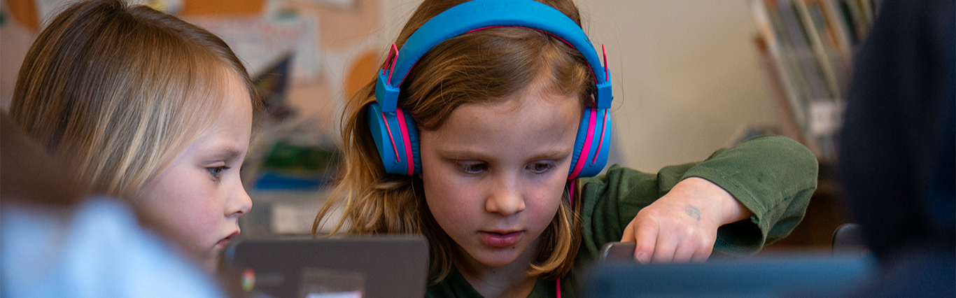 Students learning on computer
