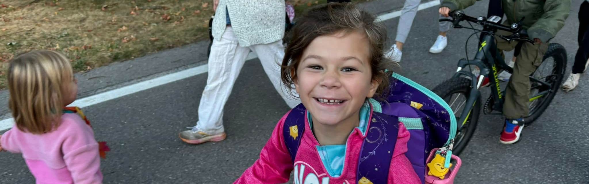 Student walking to school