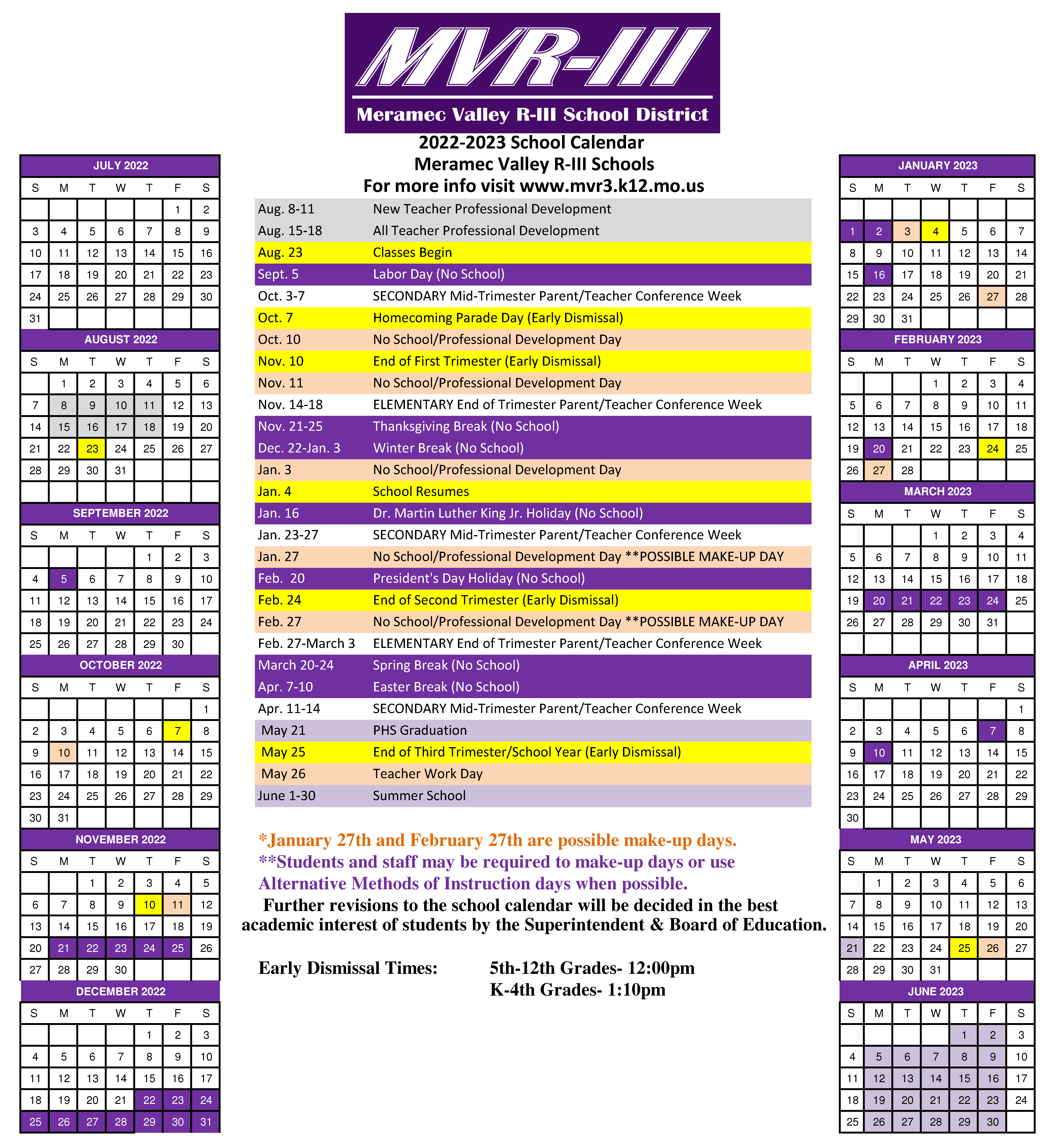 22-23 MVR-III Calendar
