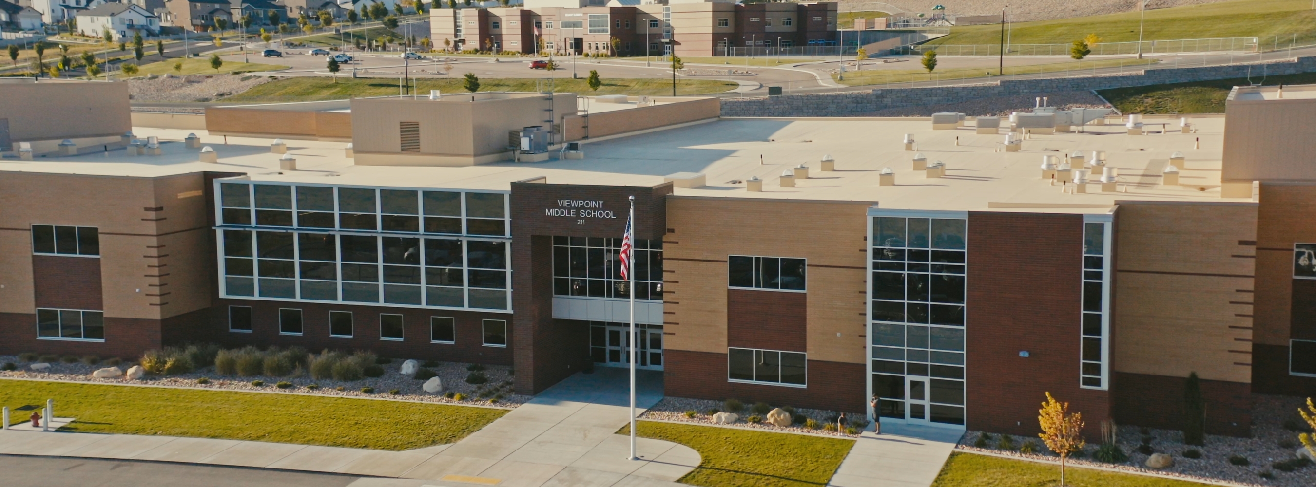 aerial view of a school
