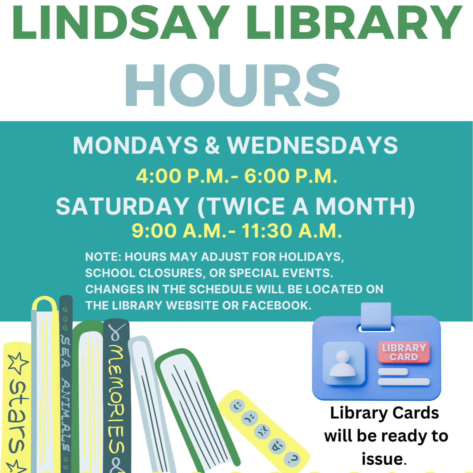 Lindsay Library Hours