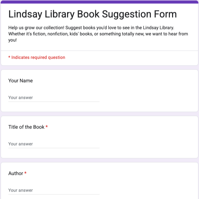 Book Suggestion Form