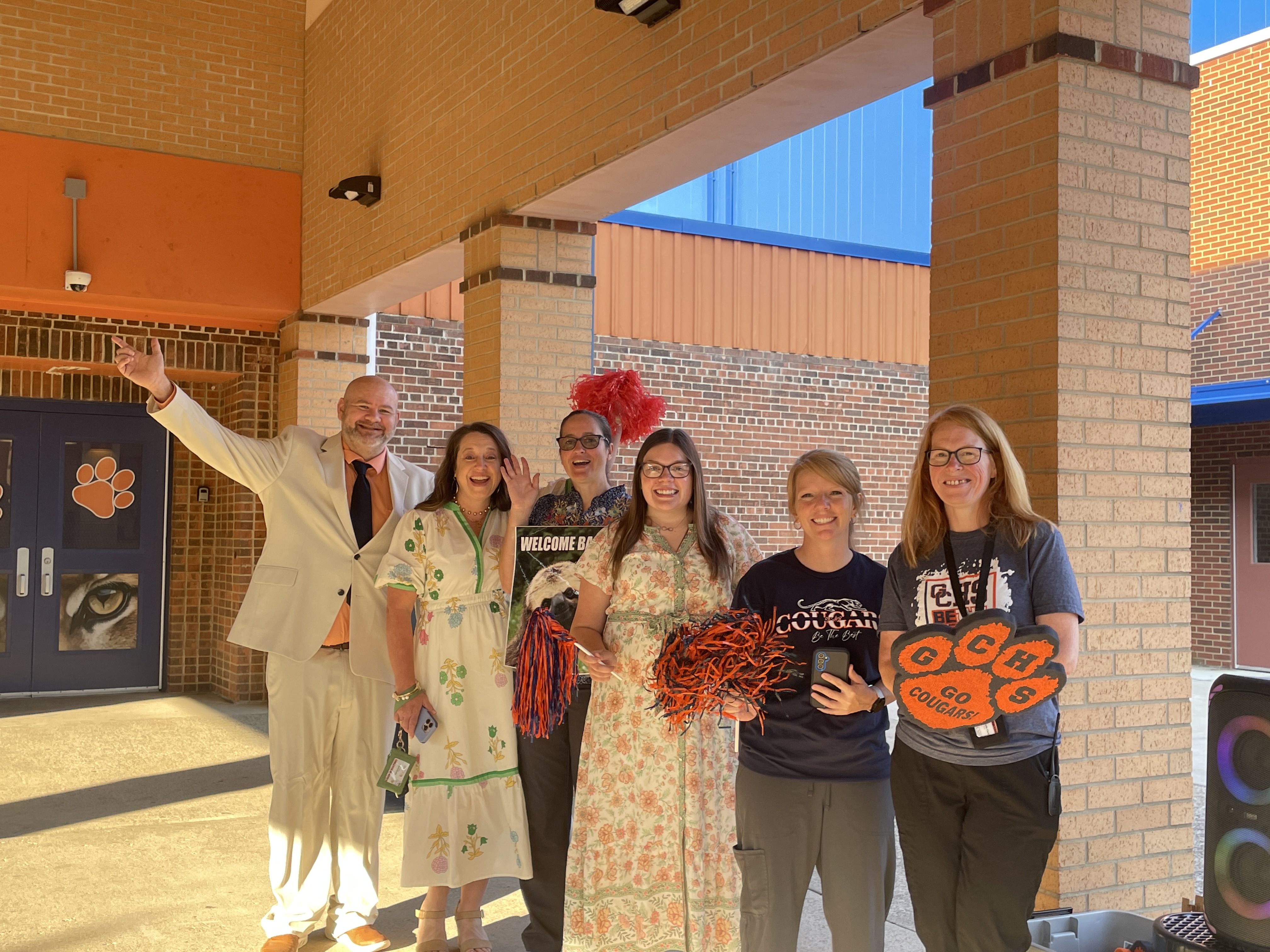 HS Staff welcome back students on first day