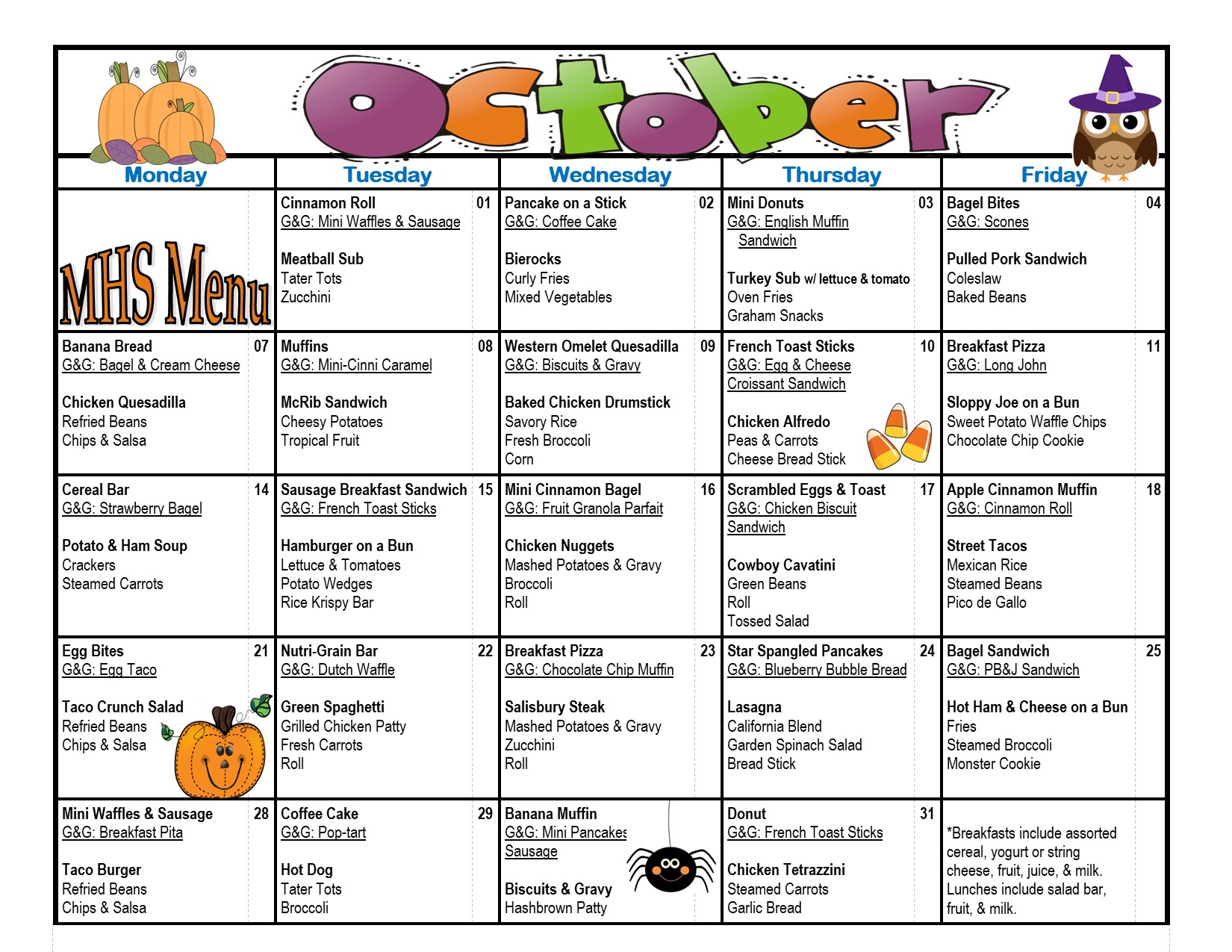 October Menu