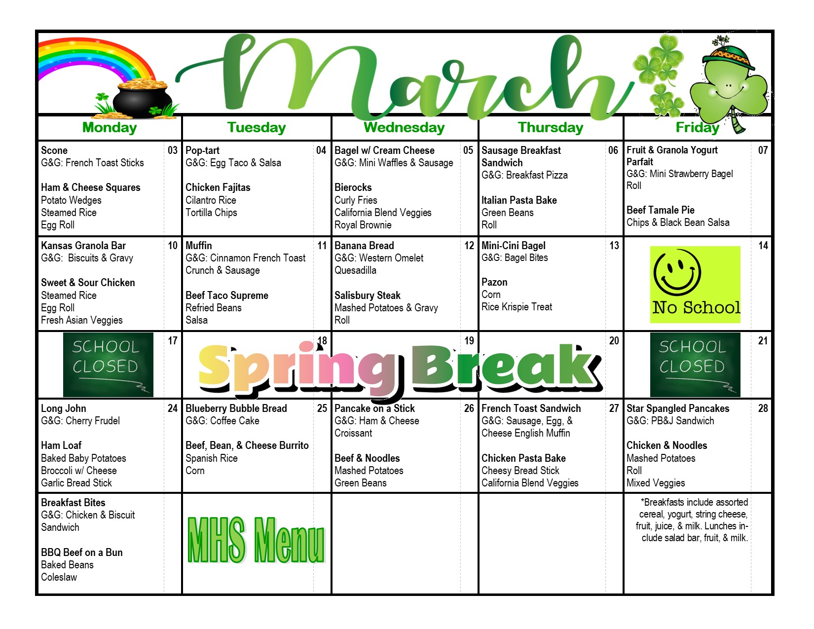 March Menu