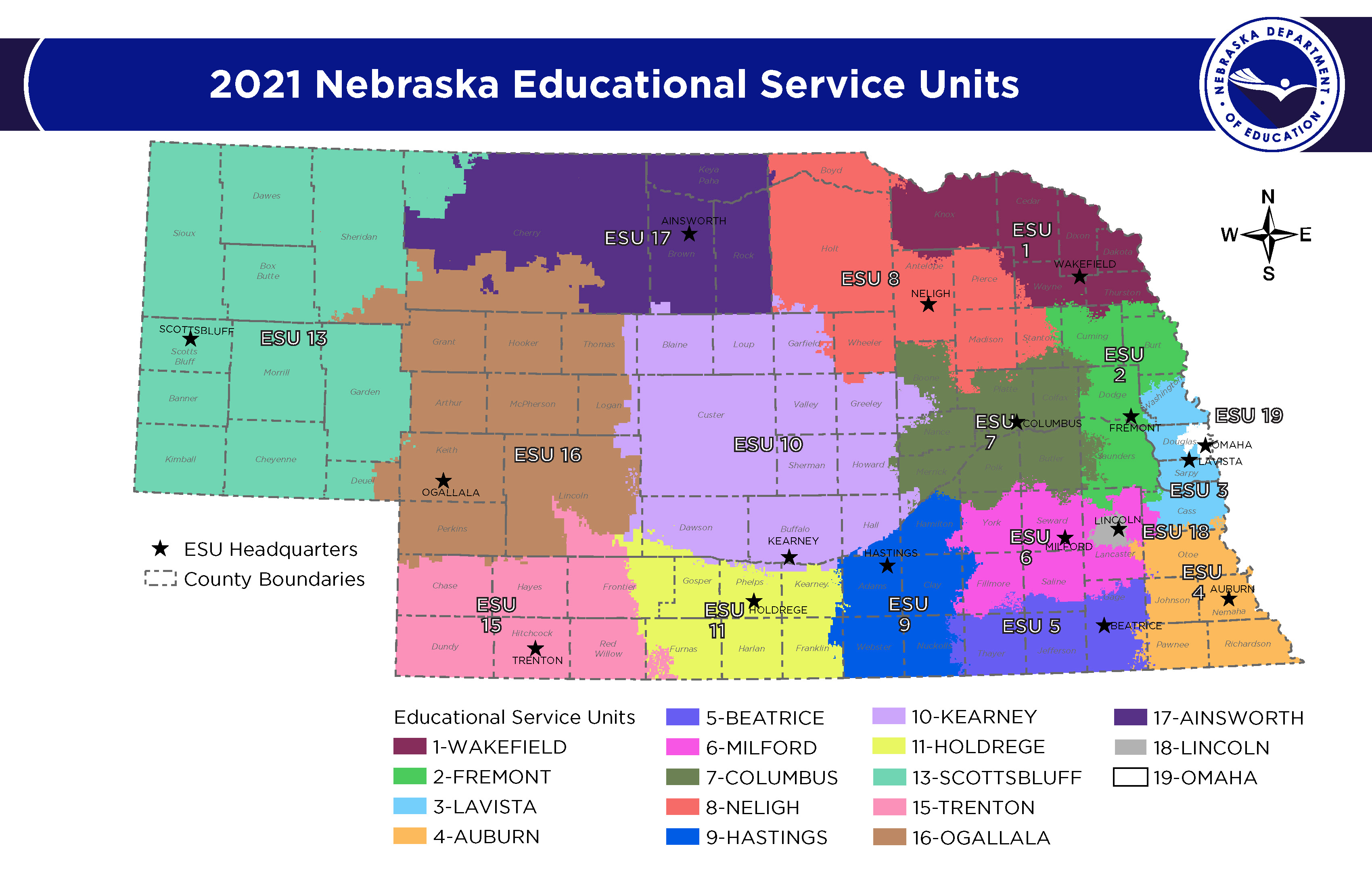 NEBRASKA EDUCATIONAL SERVICE UNITS MAP