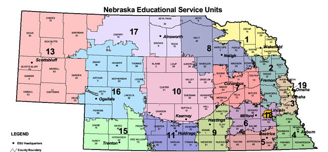 NEBRASKA EDUCATIONAL SERVICE UNITS MAP