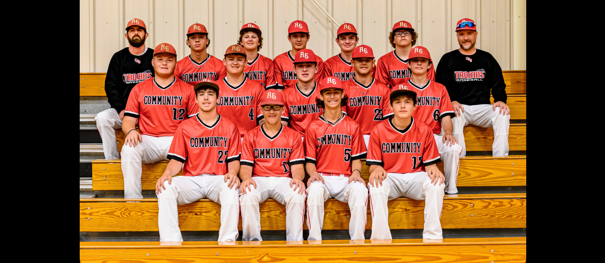 Baseball team on bleachers 2026