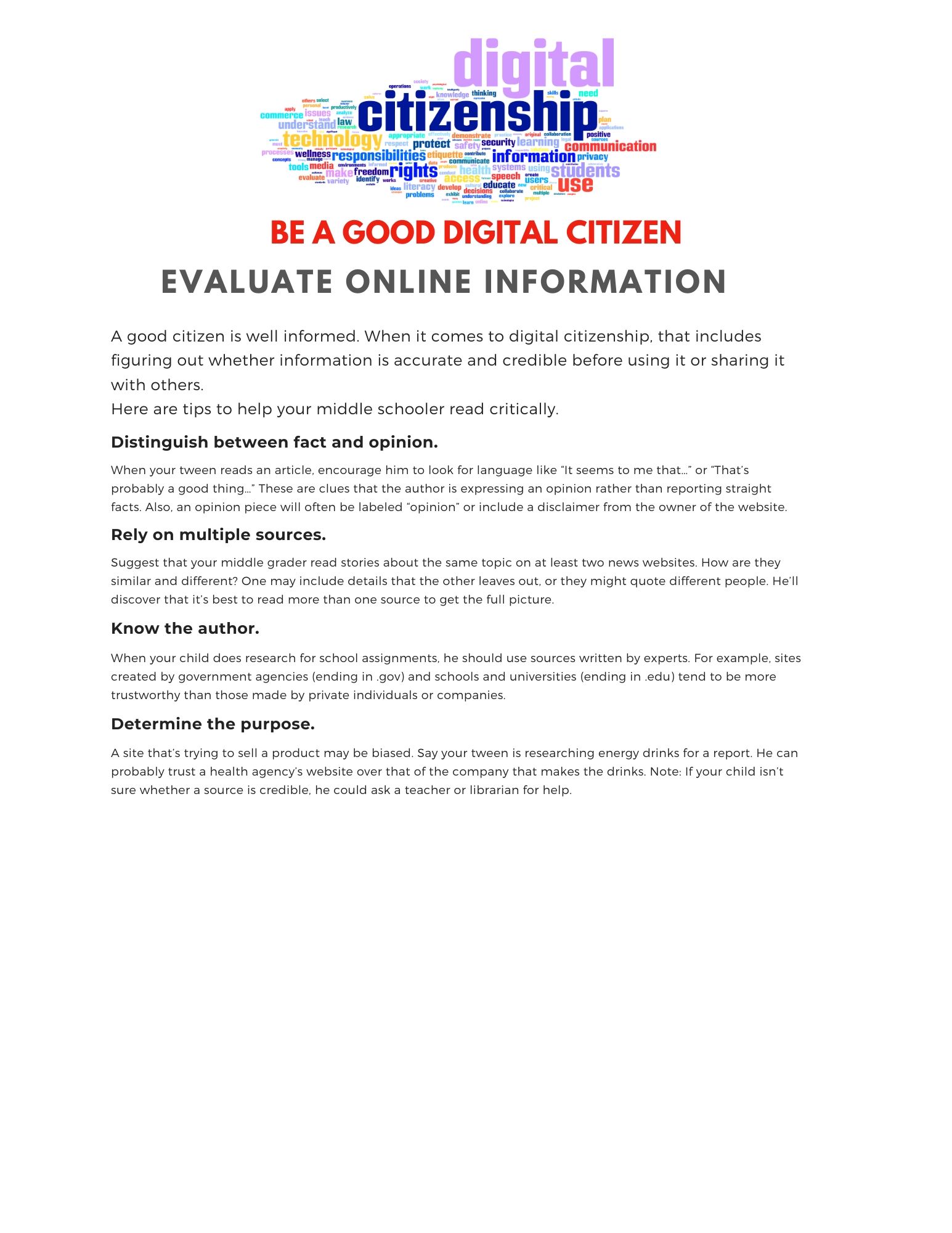 Evaluate Online Information