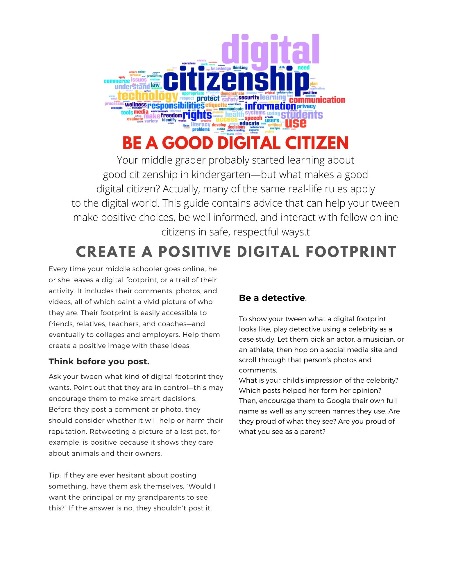 Creative a positive digital footprint