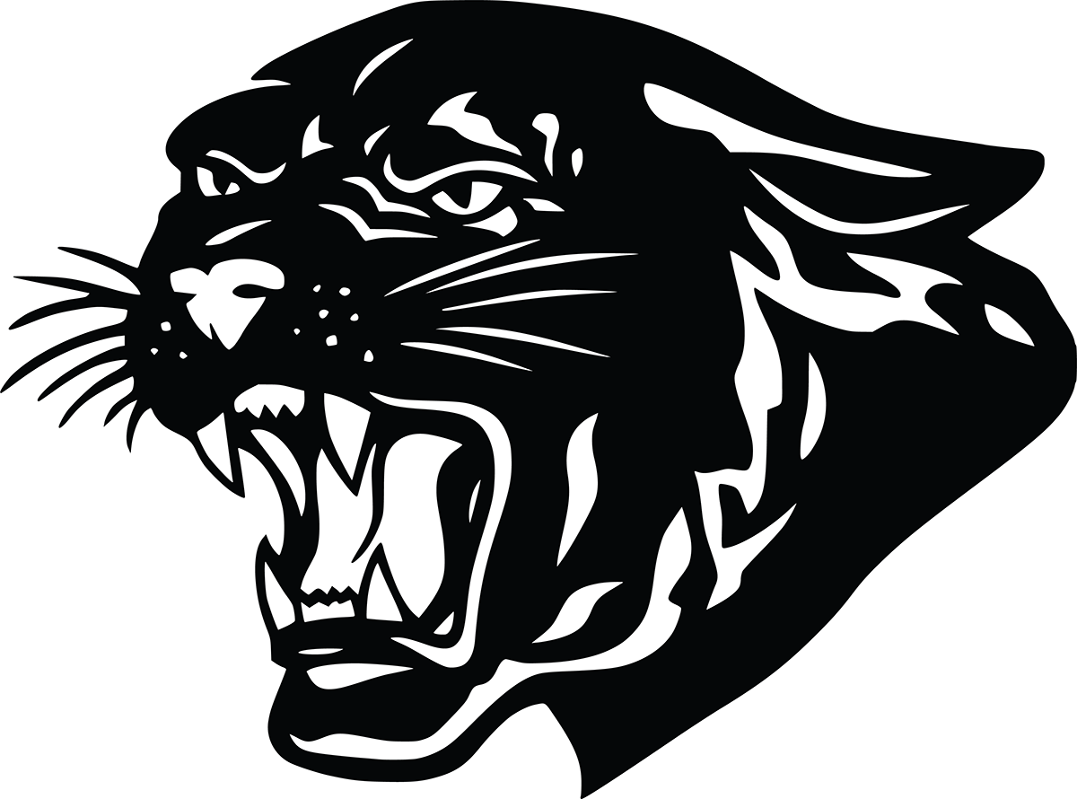 black graphic drawing of a panther