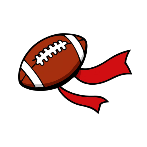 brown football with red flags