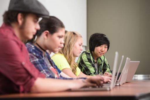 Group of students on their laptops