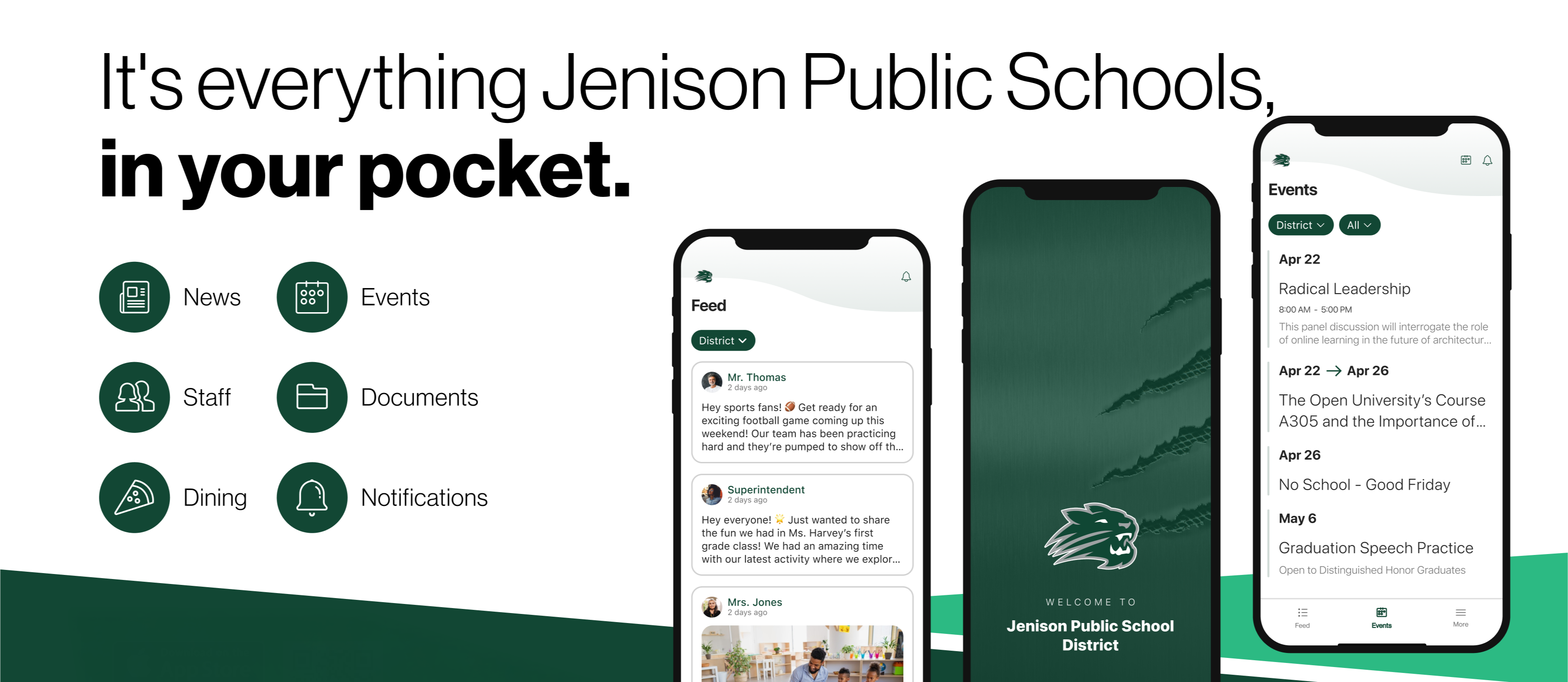 new app graphic, "it's everything Jenison Public Schools in your pocket."