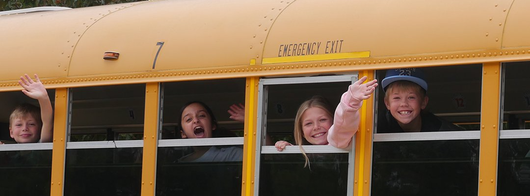 BES students on the bus during the last day of school