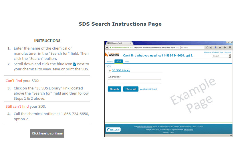 SDS SEARCH INSTRUCTIONS PAGE INFO