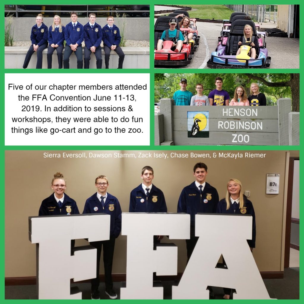 A photo of the five members of the FFA that attended the FFA Convention from June 11 to 13 in 2019.