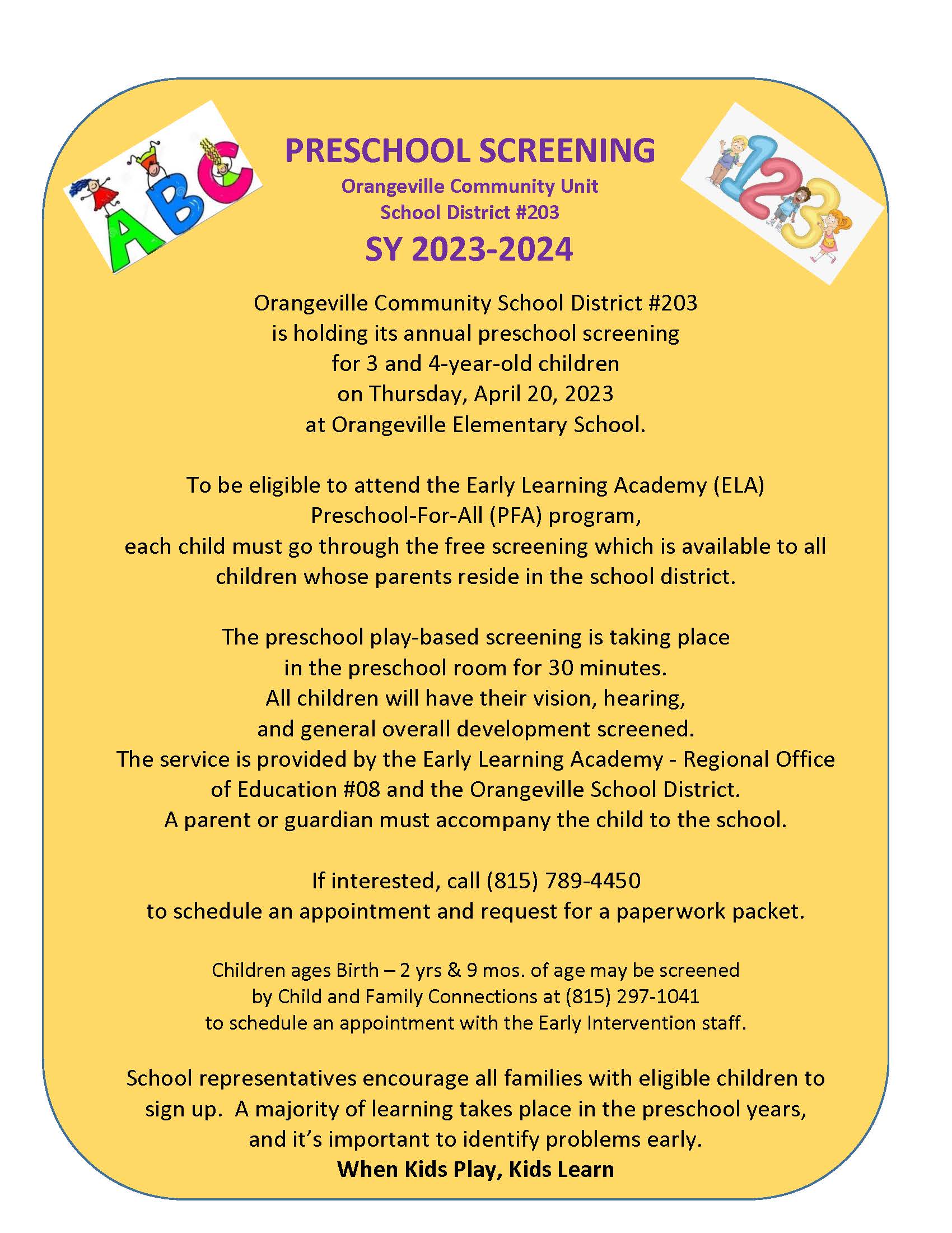 Preschool screening flyer