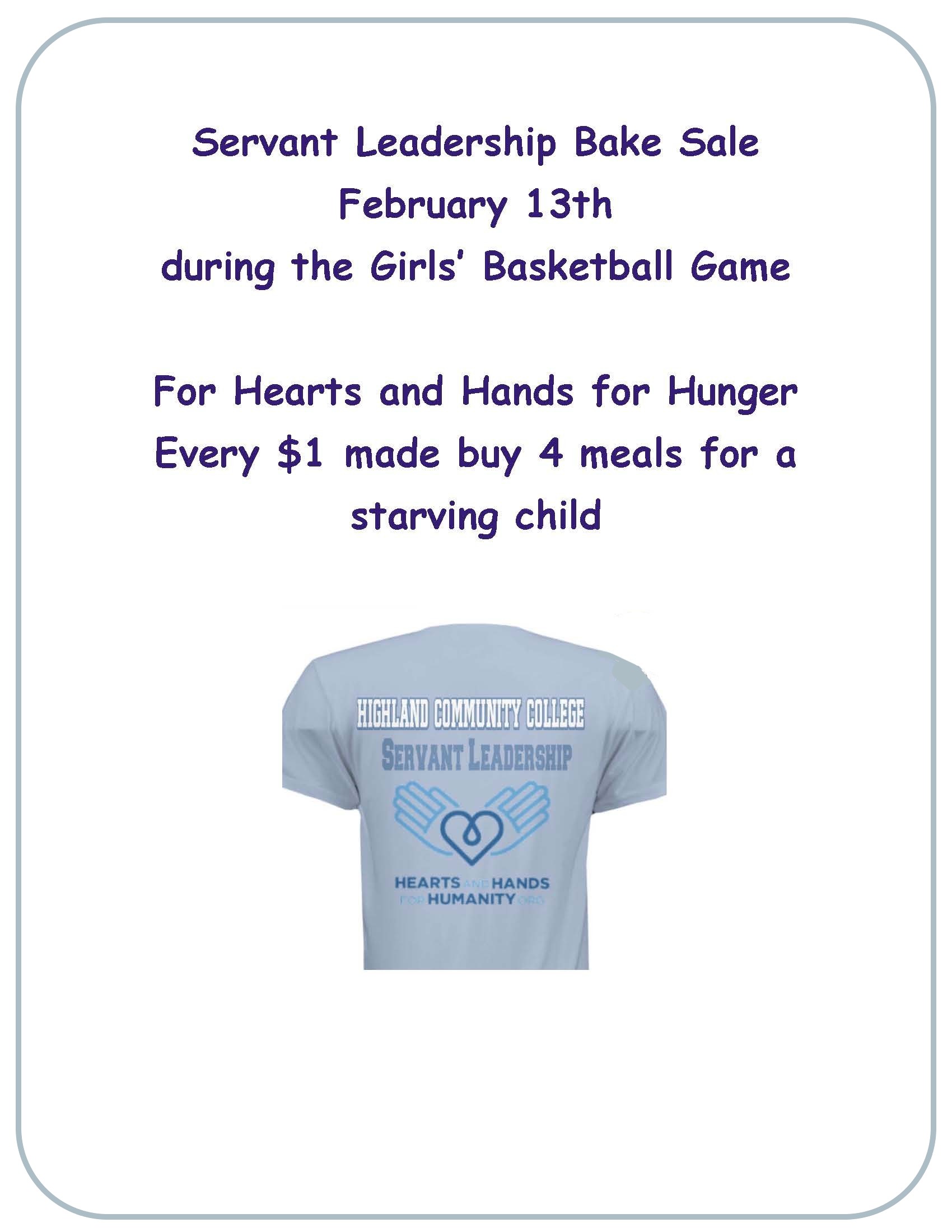 Servant Leadership bake sale flyer