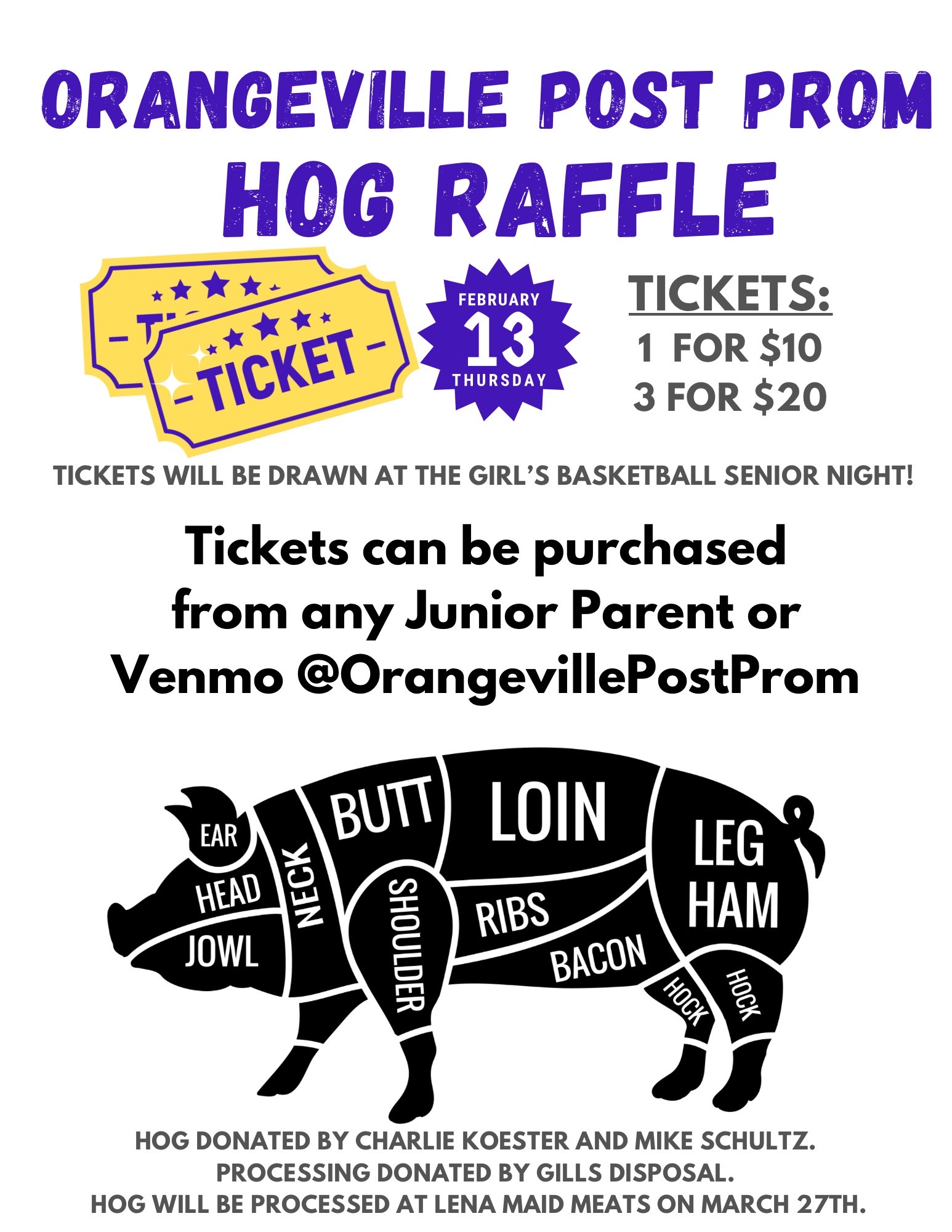 Post Prom Hog Raffle Flyer