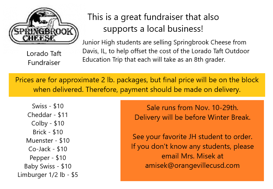 springbrook cheese fundraiser