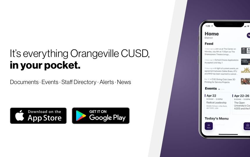 Orangeville CUSD app advertisement