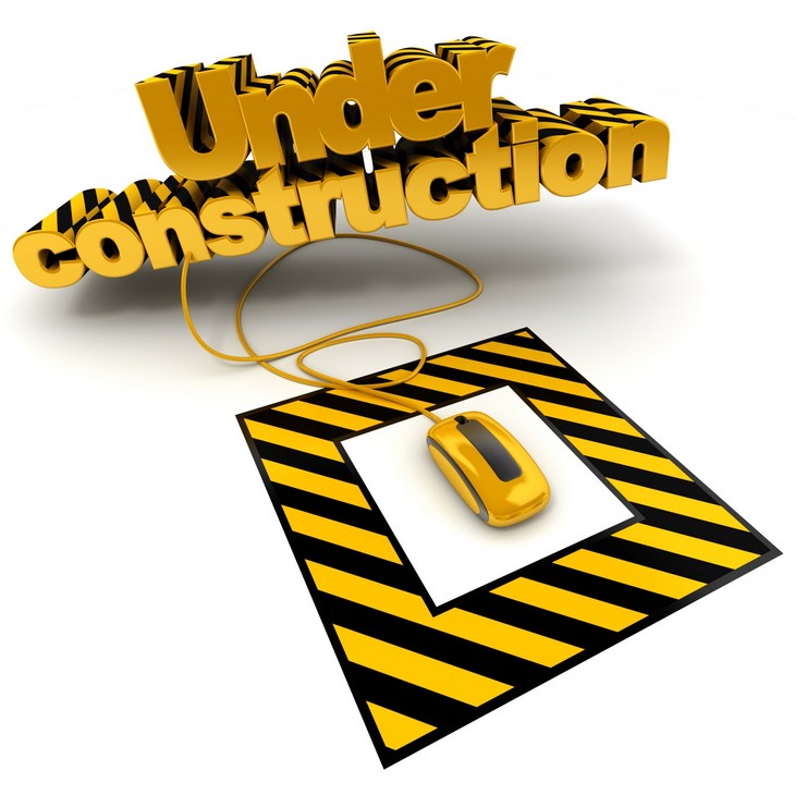 Under Construction graphic with yellow & black stripes