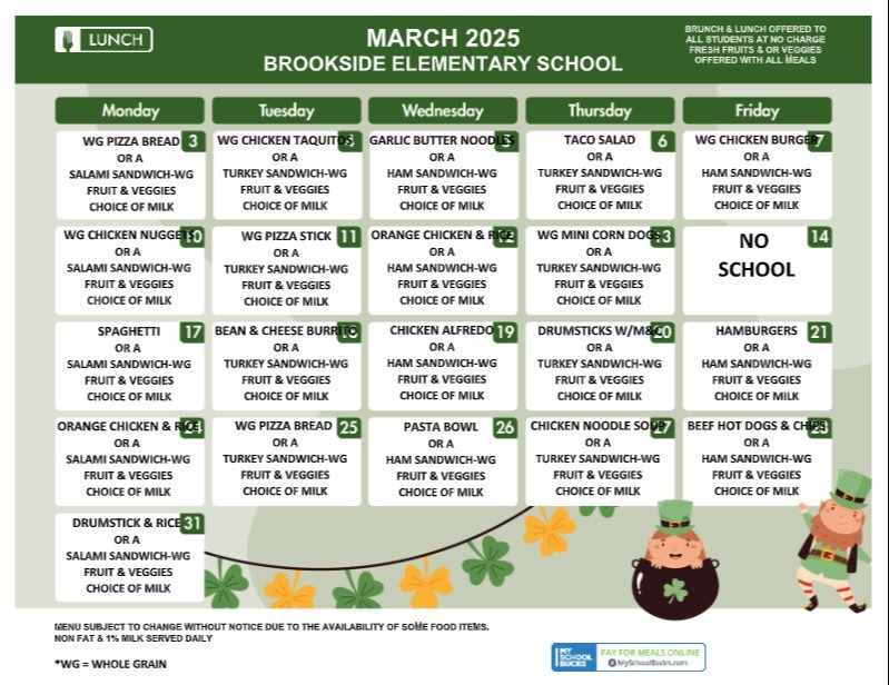 February Lunch Menu 