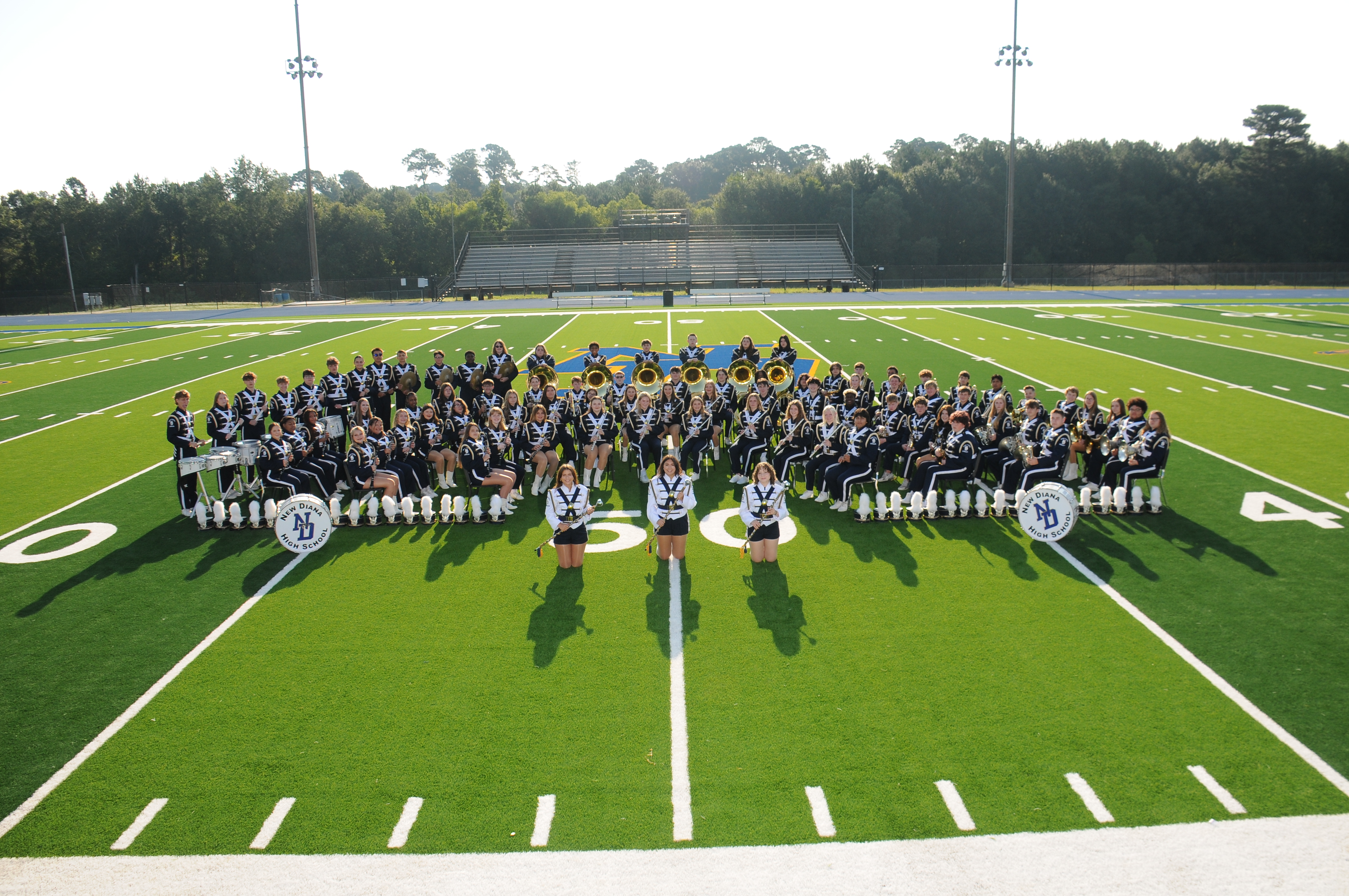 Photo of the band on the football field