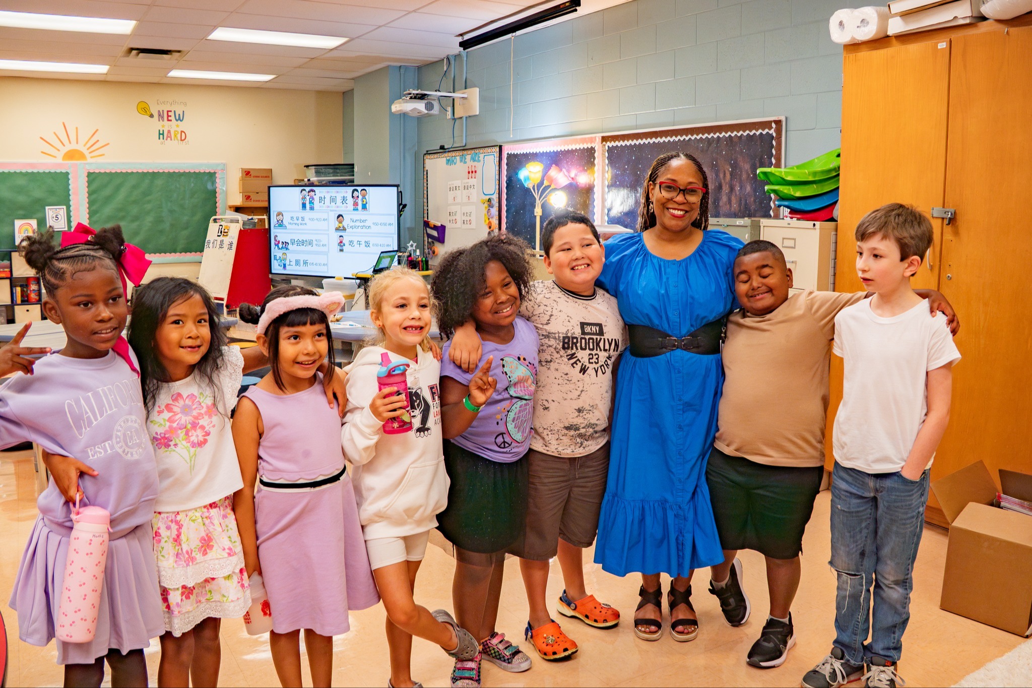 students with teacher