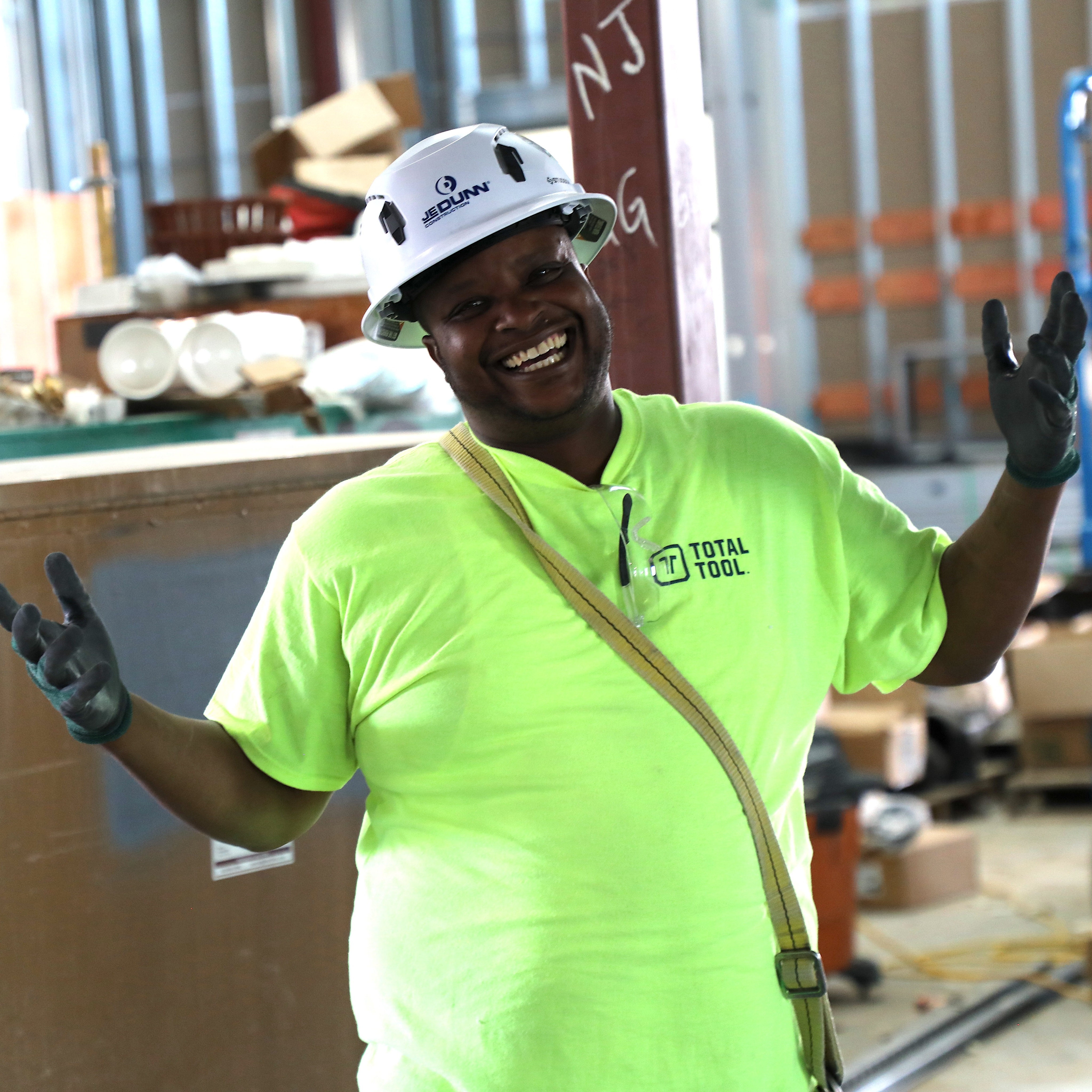 JE Dunn construction worker at new King Empowerment Center worksite.