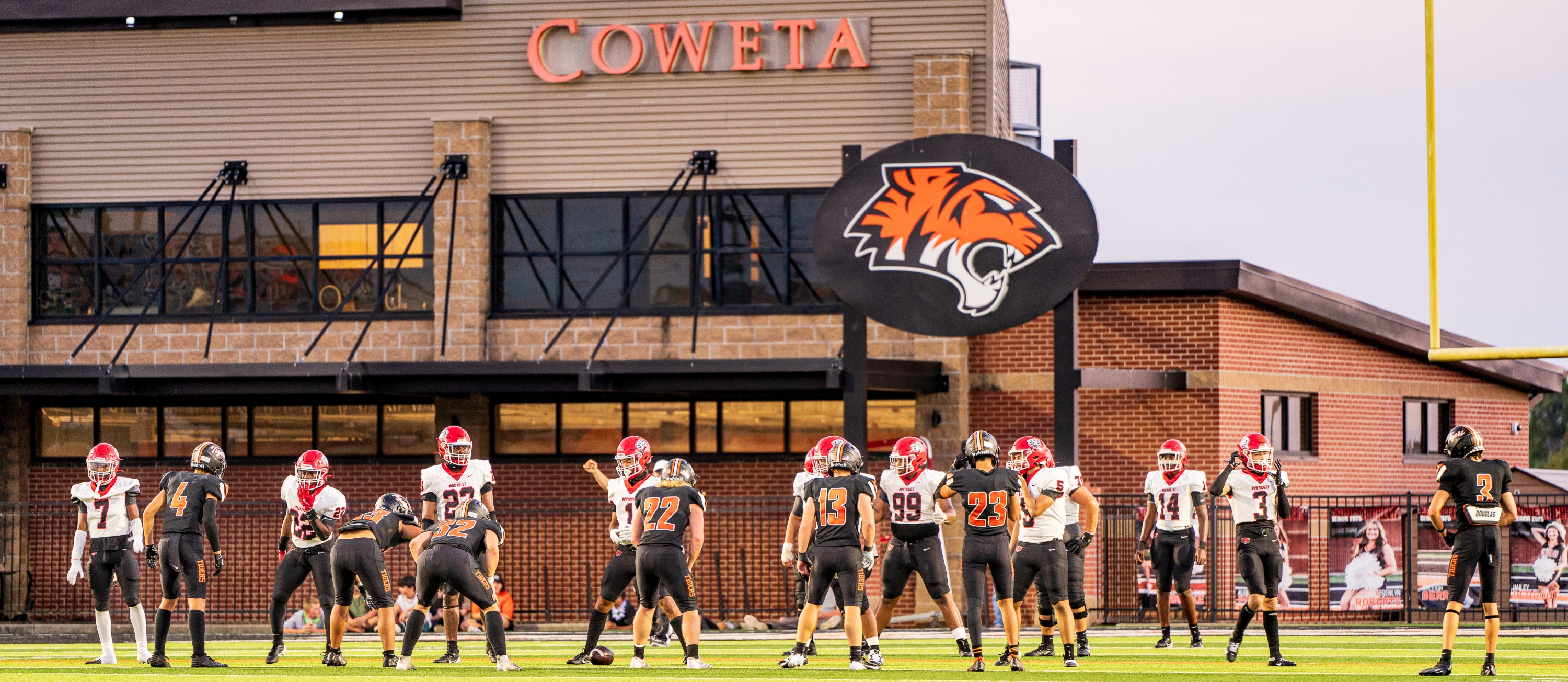 Football game with players and field