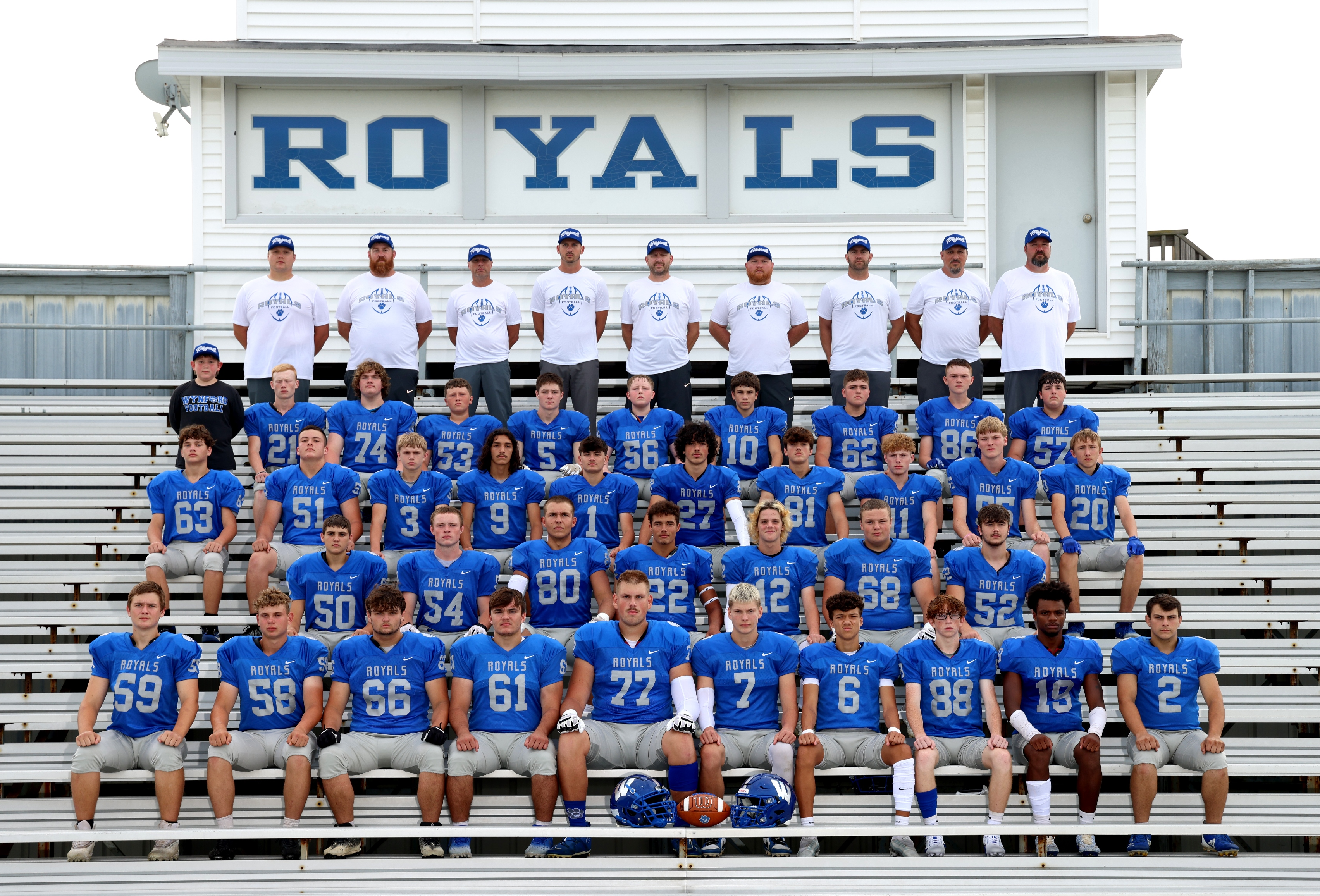 football team on bleachers