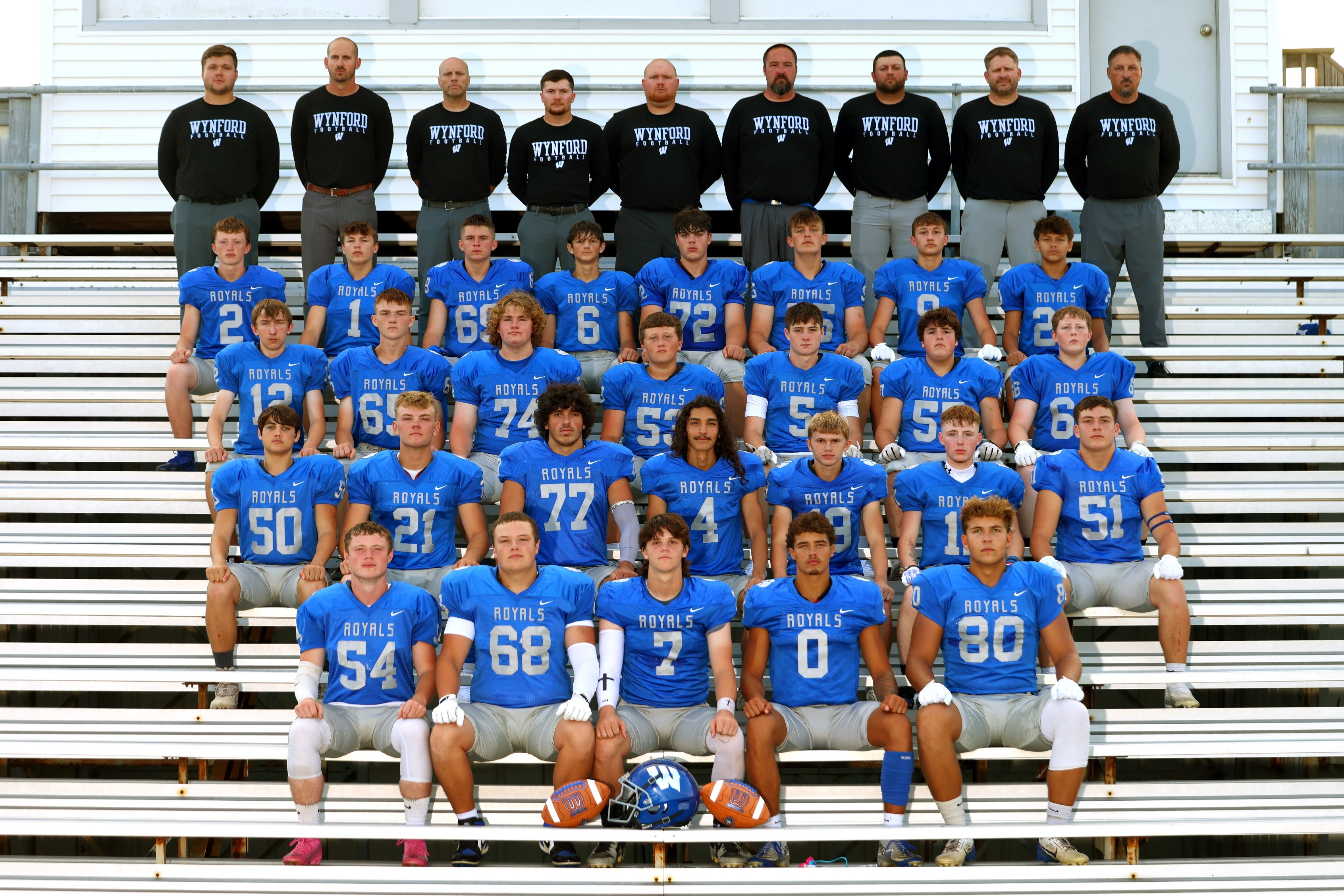 football team on bleachers