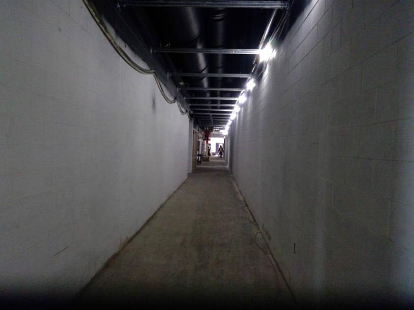 Photo of the Hallway between the gym and band room.