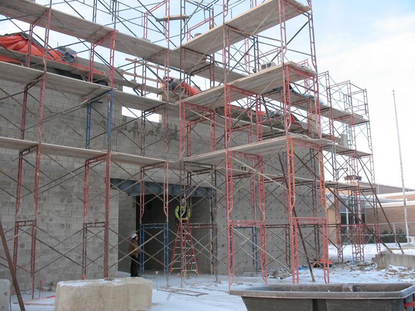 Photo of the Scaffolding on the north side of the building.