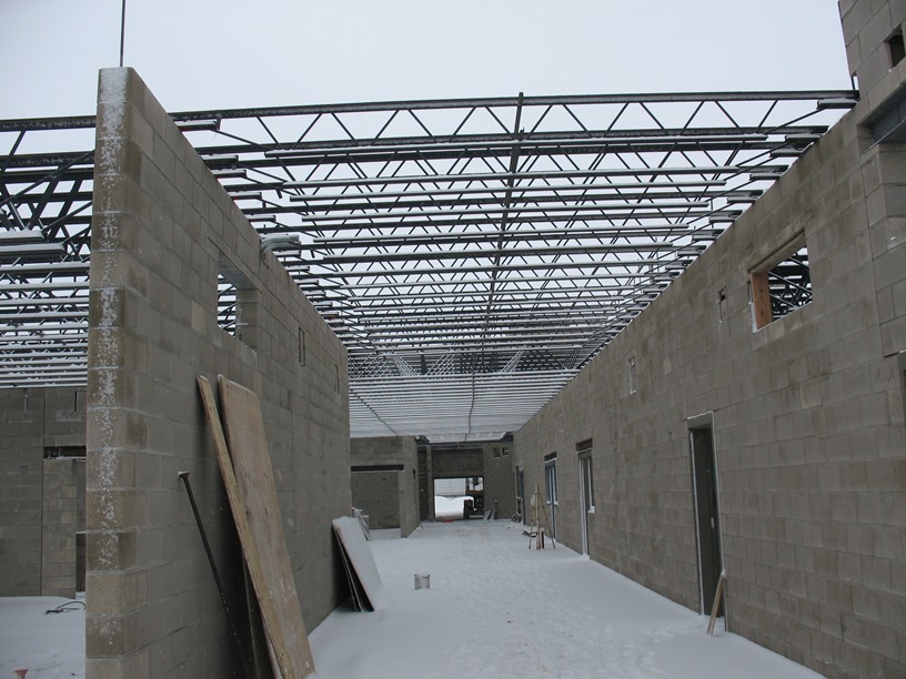 Photo of the Girders being installed in the academic wing.