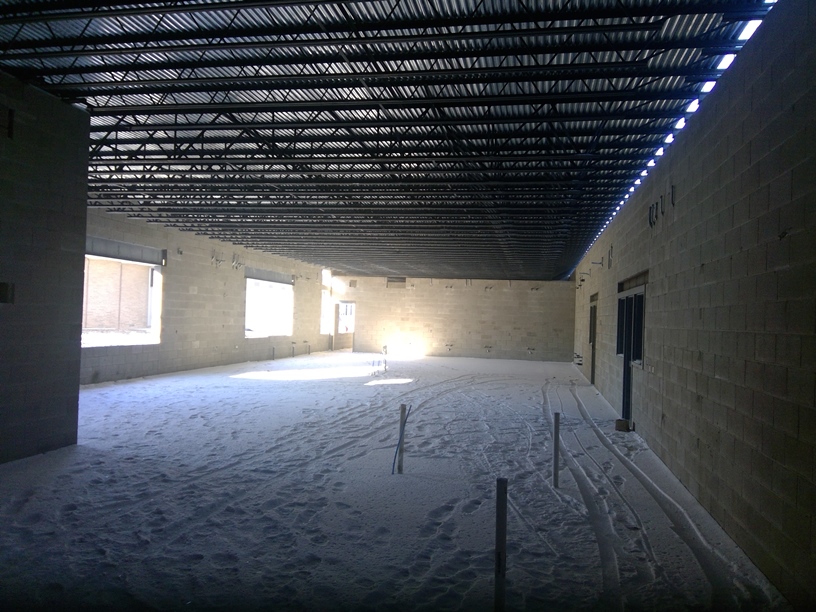 Photo of the Science classrooms before interior walls.
