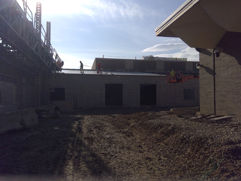 Photo of the roof system over the production lab and media center.