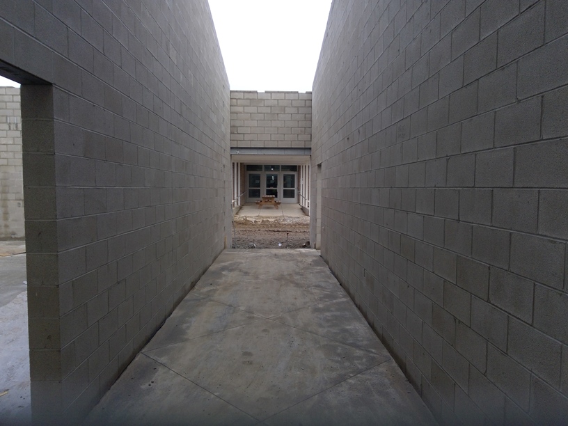 Photo of the Hallway from the new building to the present cafeteria.