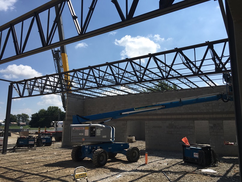 Photo of the Girder set over the new cafeteria.