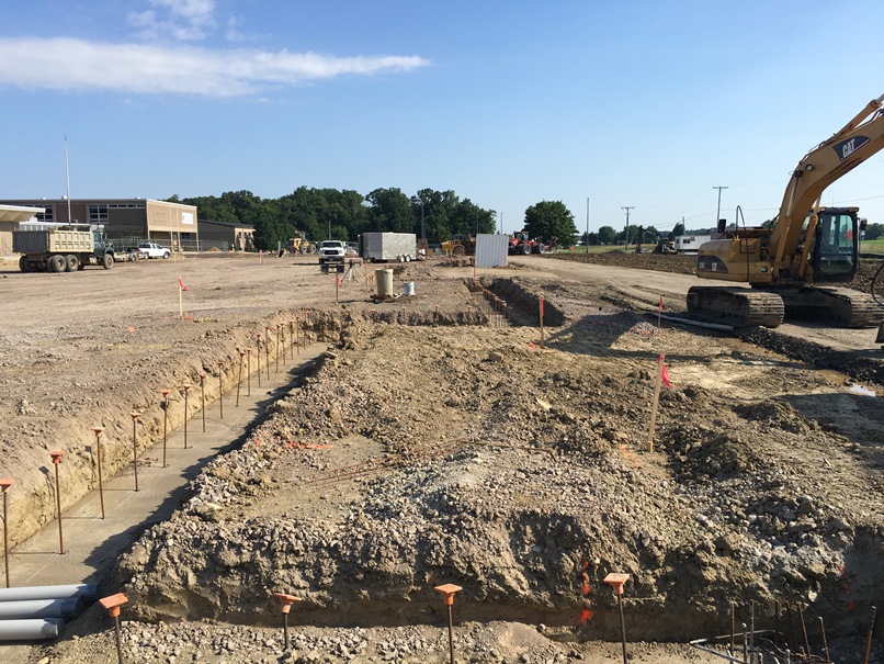 Photo of the Footers for the front entrance of the new building.