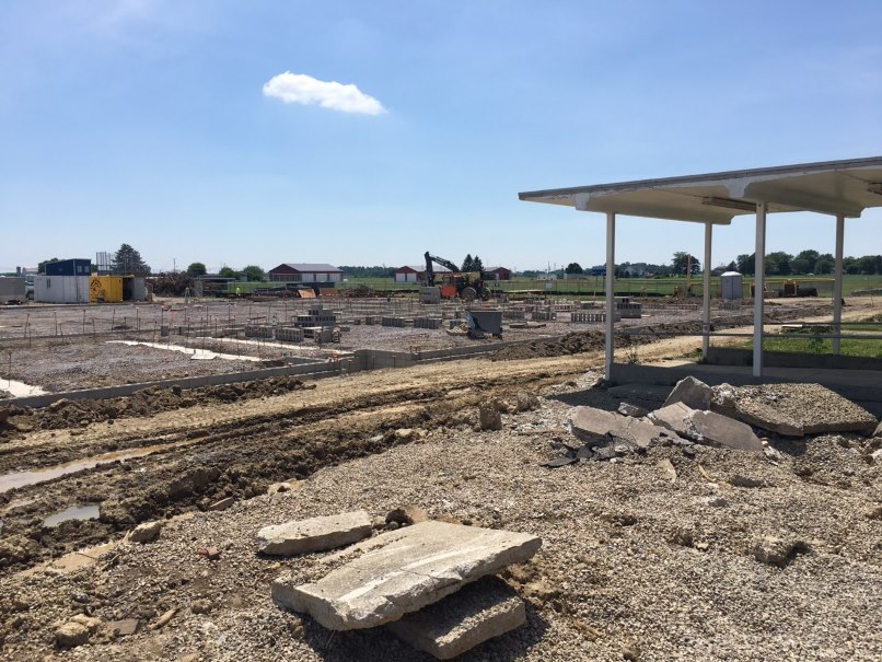 Photo of the Foundation for new gym, band room, locker rooms, and cafeteria.