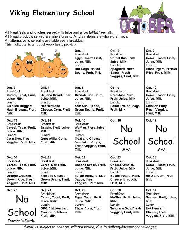 Oct Menu